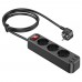Сетевое зарядное устройство удлинитель Hoco NS2 3 USB 3 розетки черное