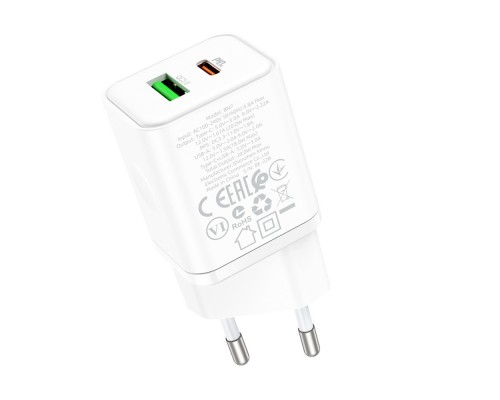 Сетевое зарядное устройство Borofone BN7 USB/ Type-C QC PD белое