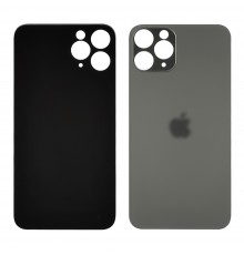 Заднее стекло корпуса для Apple iPhone 11 Pro Space Gray (тёмно-серое) (Big hole)