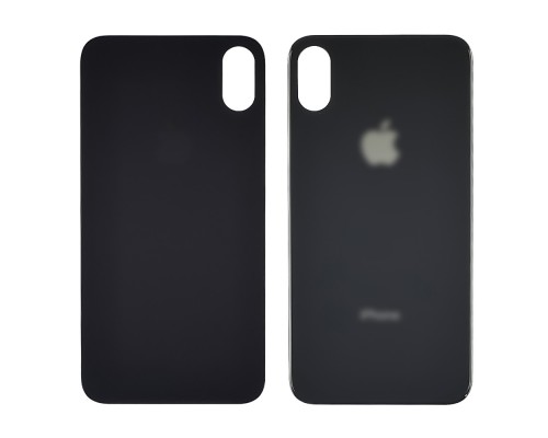 Заднее стекло корпуса для Apple iPhone X Space Gray (серое) (Big hole)