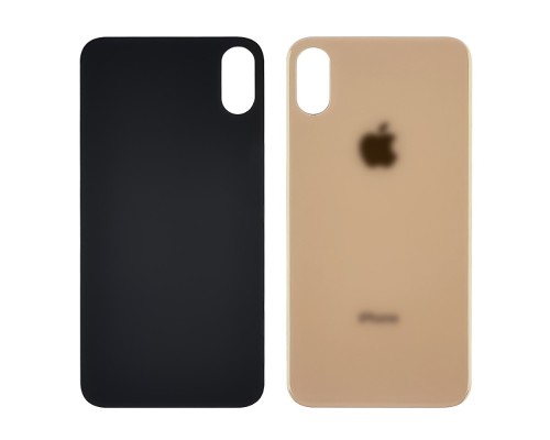 Заднее стекло корпуса для Apple iPhone XS Gold (золотистое) (Big hole) HC