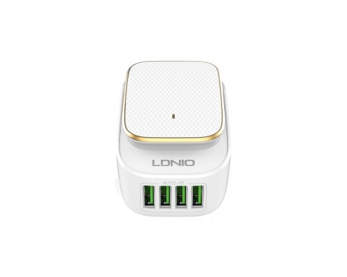 Сетевое зарядное устройство Ldnio A4405 4 USB ночник белое + кабель USB to Type-C