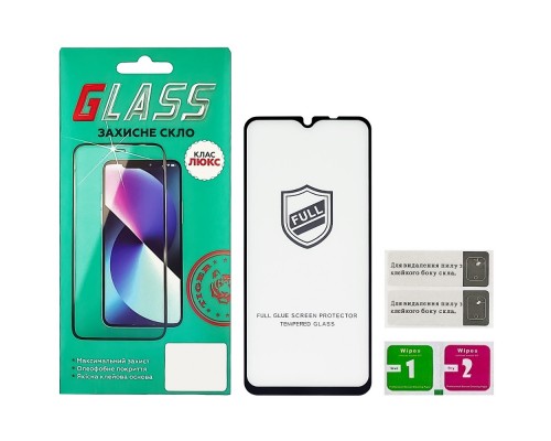 Защитное стекло для Xiaomi Redmi 9/ 9 Prime/ Poco M2/ M3 Full Glue (0.25 мм, 2.5D, чёрное) Люкс