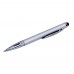 Стилус ёмкостный , с выдвижной шариковой ручкой, металлический, серебристый