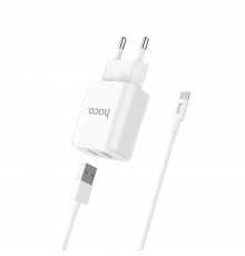 Сетевое зарядное устройство Hoco C62A 2 USB белое + кабель USB to MicroUSB