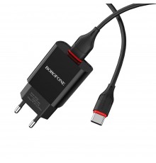 Сетевое зарядное устройство Borofone BA20A USB черное + кабель USB to Type-C