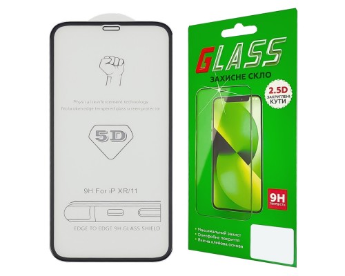 Защитное стекло для Apple iPhone XR (2018)/ 11 (0.3 мм, 5D/ 10D чёрное) ТОП