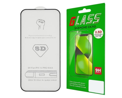 Защитное стекло Apple iPhone 14 Pro Max (6.7) (0.3 мм, 5D чёрное) ТОП