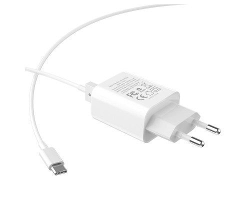 Сетевое зарядное устройство Hoco C62A 2 USB белое + кабель USB to Type-C
