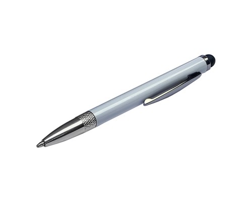 Стилус ёмкостный , с выдвижной шариковой ручкой, металлический, белый