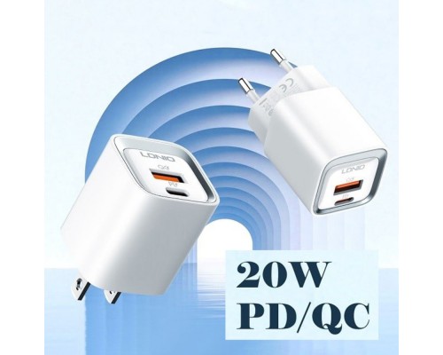 Сетевое зарядное устройство Ldnio A2318C USB/ Type-C QC PD белое + кабель Type-C to Lightning