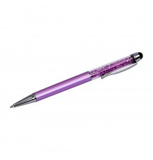 Стилус ёмкостный , с шариковой ручкой, металлический, фиолетовый с фиолетовыми кристаллами