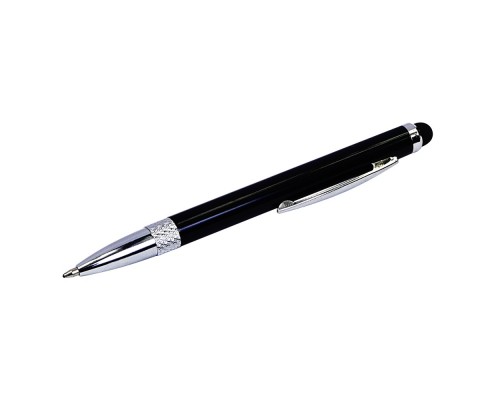 Стилус ёмкостный , с выдвижной шариковой ручкой, металлический, чёрный