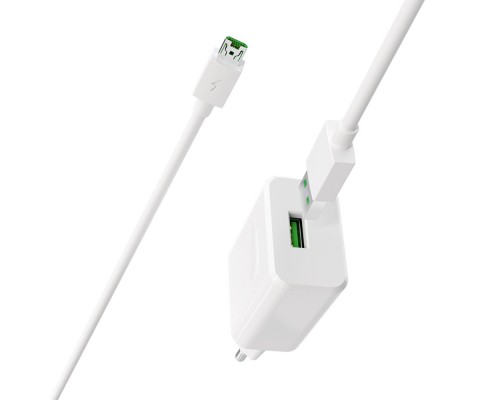 Сетевое зарядное устройство Borofone BA32A USB QC белое + кабель USB to MicroUSB