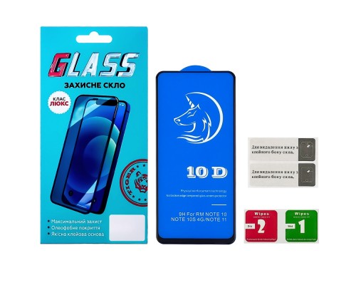 Защитное стекло для Xiaomi Redmi Note 10/ 10S/ 11 Full Glue Titanium (0.3 мм, чёрное) Люкс