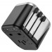 Сетевое зарядное устройство переходник Hoco AC5 2 USB (EU, US, UK, AUS) серебристо-черный