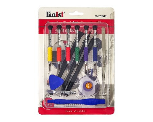 Набор инструментов Kaisi K-T3601 (отвёртки: Y0.6, -2.0, +1.3, *0.8, T2, Pinhead 2.5, 5 лопаток, медиатор, пинцет, присоска)