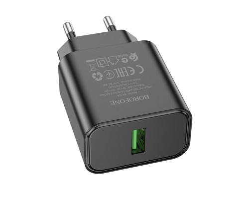 Сетевое зарядное устройство Borofone BA72A USB QC черное
