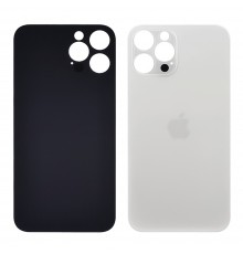 Заднее стекло корпуса для Apple iPhone 12 Pro Max Silver (белое) (Big hole)