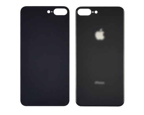 Заднее стекло корпуса для Apple iPhone 8 Plus Space Gray (серое) (Big hole)