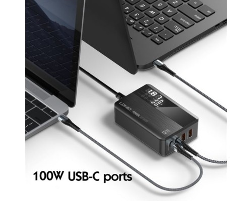 Сетевое зарядное устройство Ldnio A4809C 2 USB/ Type-C QC PD 100W c дисплеем черное