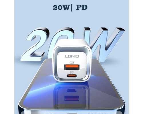 Сетевое зарядное устройство Ldnio A2318C USB/ Type-C QC PD белое + кабель Type-C to Type-C
