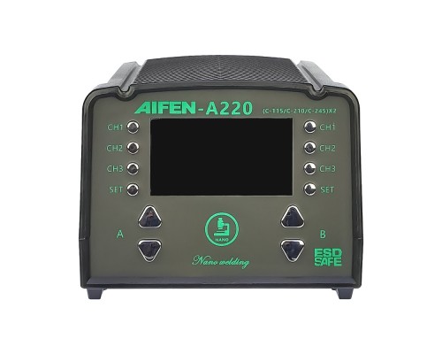Паяльная станция прецизионная Aifen A220 (2 паяльника стандарта JBC 210 и 245, 6 каналов памяти, 350W, 100C - 450C)