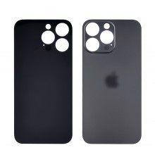 Заднее стекло корпуса для Apple iPhone 14 Pro Max Space black (тёмно-серое) (Big Hole)