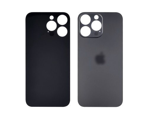 Заднее стекло корпуса для Apple iPhone 14 Pro Max Space black (тёмно-серое) (Big Hole)