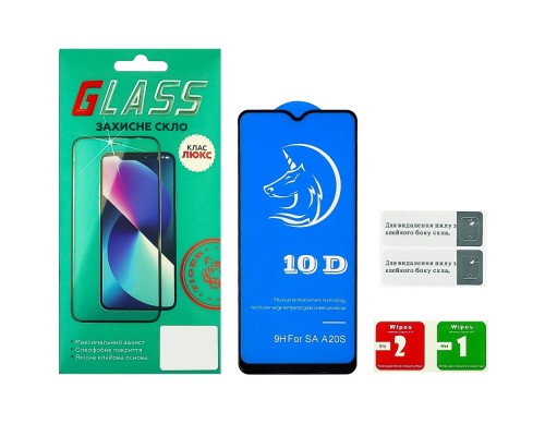 Защитное стекло для Samsung A20S/ A02S/ A12/ A02/ M12/ M02S/ A03S/ A03 Core Full Glue Titanium (0.3 мм, чёрное) Люкс