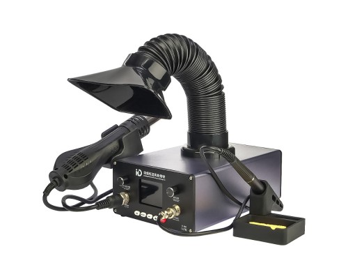 Паяльная станция IHD D-301, фен, паяльник T12, цифровая индикация, вытяжка с угольным фильтром, LED подсветка