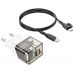 Сетевое зарядное устройство Borofone BA80A USB/ Type-C PD QC прозрачно-черное + кабель Type-C to Type-C