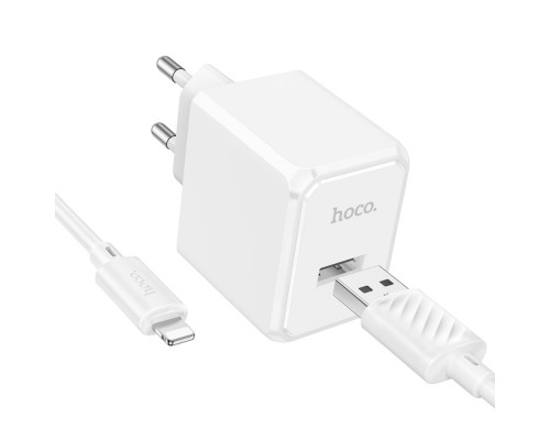 Сетевое зарядное устройство Hoco CS11A USB белое + кабель USB to Lightning