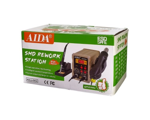Паяльная станция AIDA 8586, фен, паяльник с нагревательным элементом Hakko, цифровая индикация