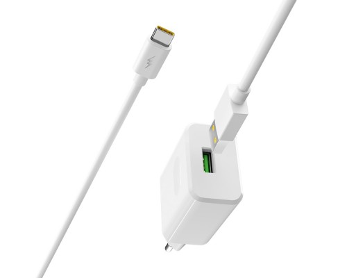 Сетевое зарядное устройство Borofone BA32A USB QC белое + кабель USB to Type-C