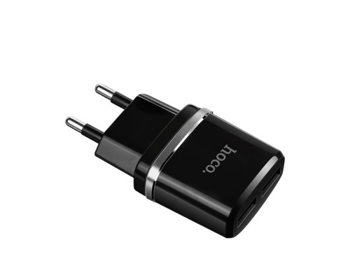 Сетевое зарядное устройство Hoco C12 2 USB черное