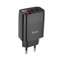 Сетевое зарядное устройство Hoco C86A 2 USB с дисплеем черное