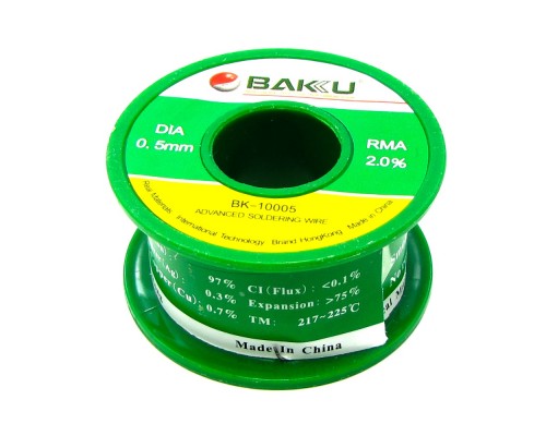 Припой BAKU BK-10005 (0.5 мм, Sn 97%, Ag 0.3%, Cu 0.7%, rma 2%)