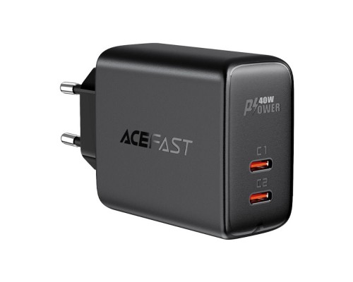 Сетевое зарядное устройство Acefast A9 2 Type-C QC PD 40W черное