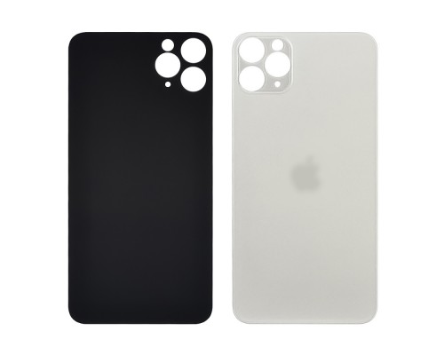 Заднее стекло корпуса для Apple iPhone 11 Pro Max Silver (белое) (Big hole) Original