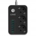 Сетевое зарядное устройство удлинитель Ldnio SE3631 6 USB 3 розетки серо-черный