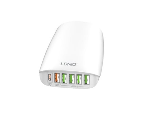 Сетевое зарядное устройство Ldnio A6573C 5 USB/ Type-C QC PD 65W белое