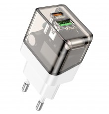 Сетевое зарядное устройство Borofone BA80A USB/ Type-C PD QC прозрачно-черное
