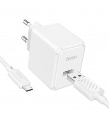 Сетевое зарядное устройство Hoco CS11A USB белое + кабель USB to MicroUSB