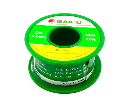 Припой BAKU BK-10003 (0.3 мм, Sn 97%, Ag 0.3%, Cu 0.7%, rma 2%)