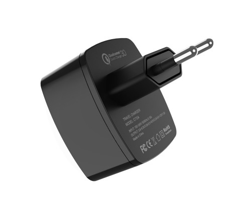 Сетевое зарядное устройство Hoco C70A USB QC черное