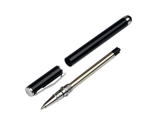 Стилус ёмкостный , с шариковой ручкой, металлический, чёрный