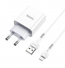 Сетевое зарядное устройство Hoco C81A USB белое + кабель USB to MicroUSB