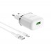Сетевое зарядное устройство Borofone BA36A USB QC белое + кабель USB to MicroUSB