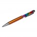 Стилус ёмкостный , с шариковой ручкой, металлический, золотистый с кристаллами цветов радуги